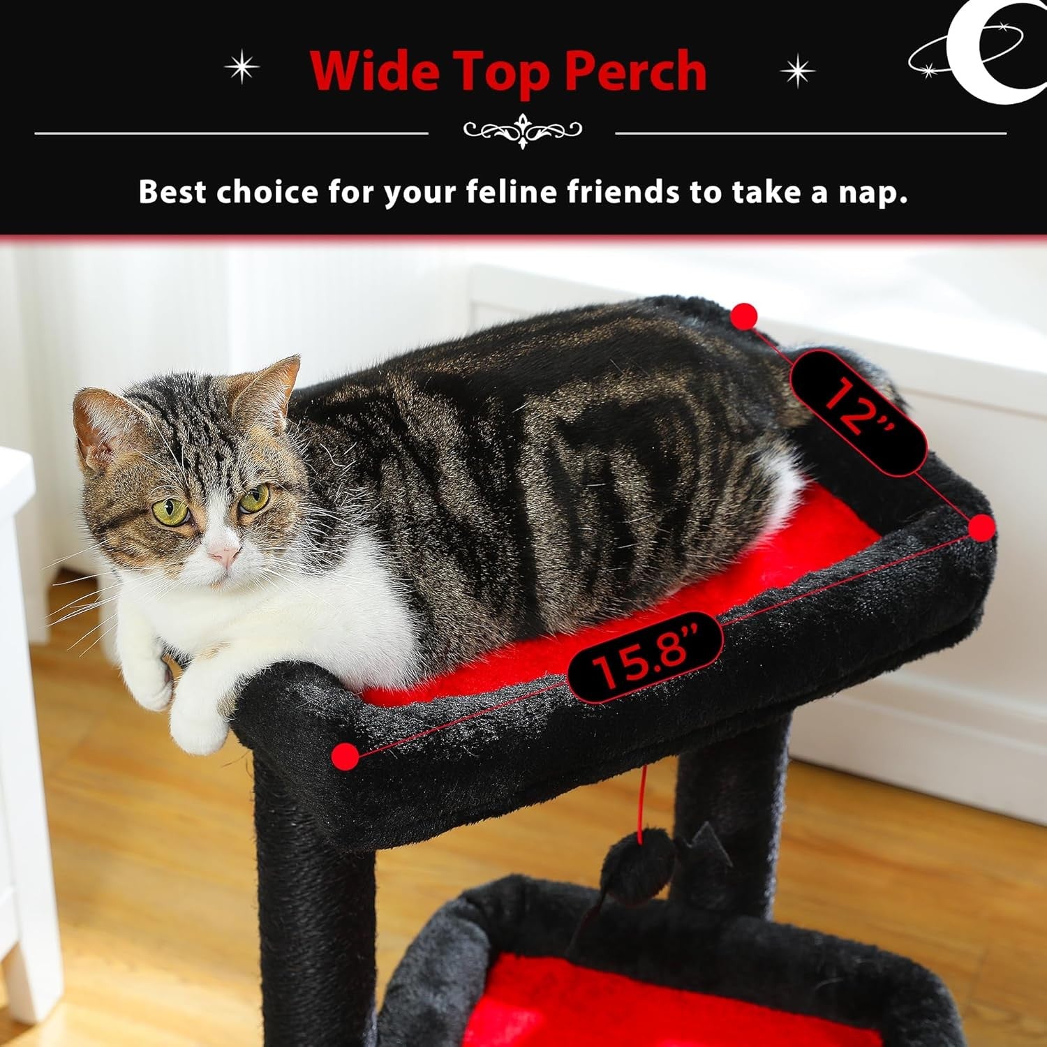 Gothic Small Cat Tree Tower with Condo Perch Sisal Scratching Post