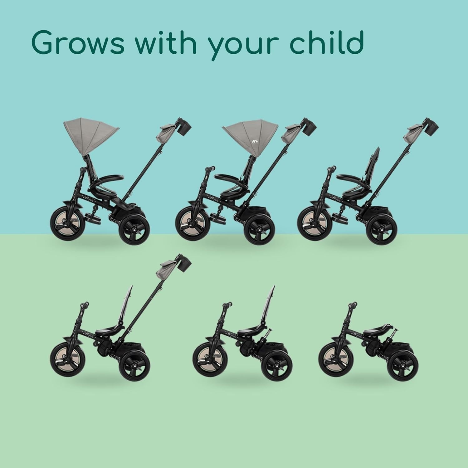 Foldable Baby Trike with Parent Handle Canopy 10M-4Y Toddler Bike