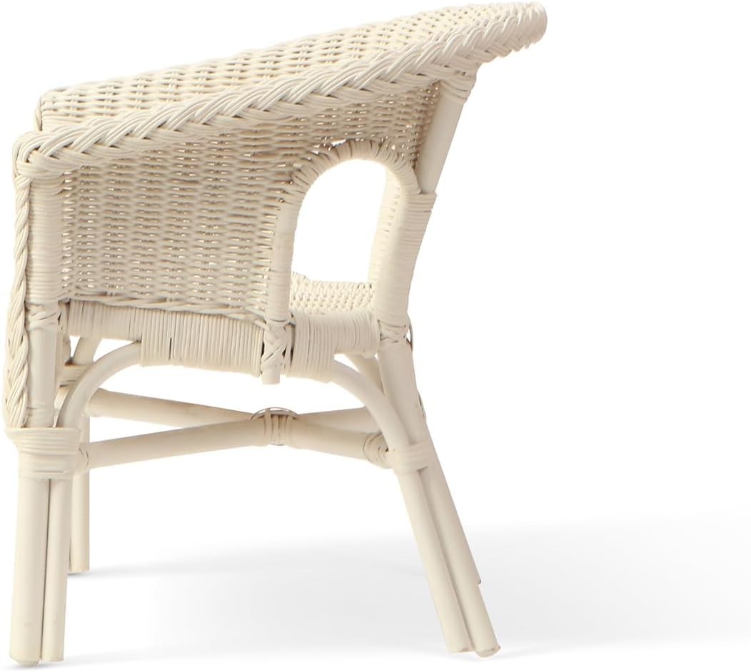 Kids Indoor Loom Chair Rattan Lightweight Stackable Toddler Seat White