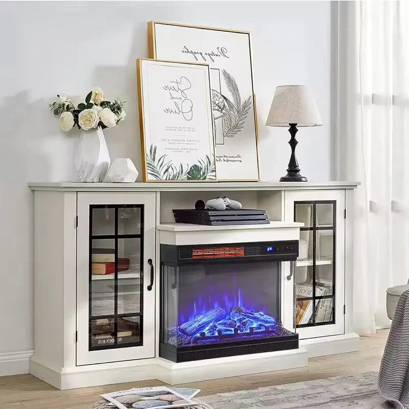 Electric Fireplace TV Stand 150cm Heater Cabinet with Storage & Remote