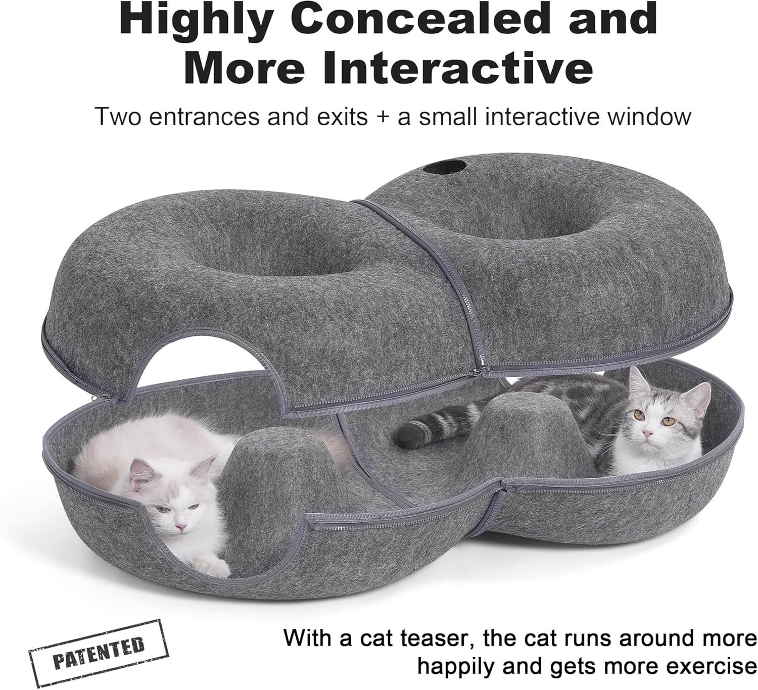 8 Shape Cat Tunnel Bed Large Peekaboo Donut Cave w 12 Toy Balls