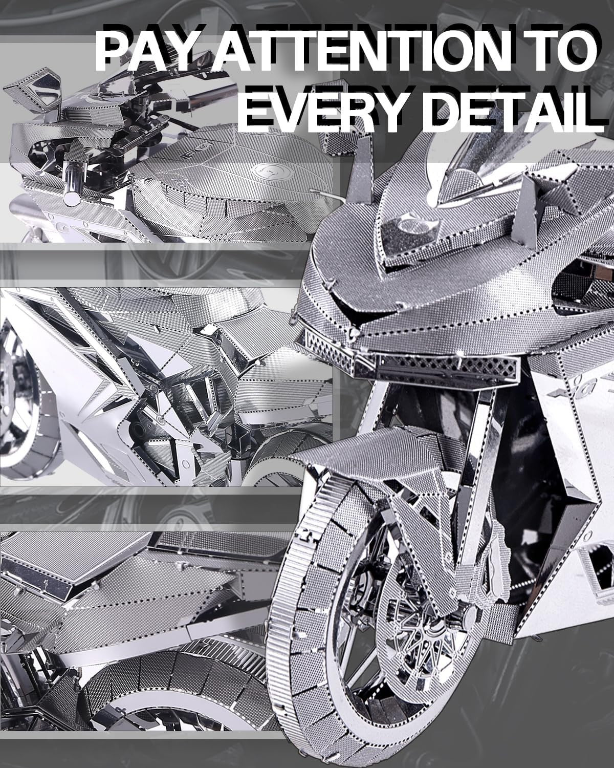 Metal Motorcycle 3D Puzzle Model Kit for Adults | 72Pcs Stainless Steel DIY