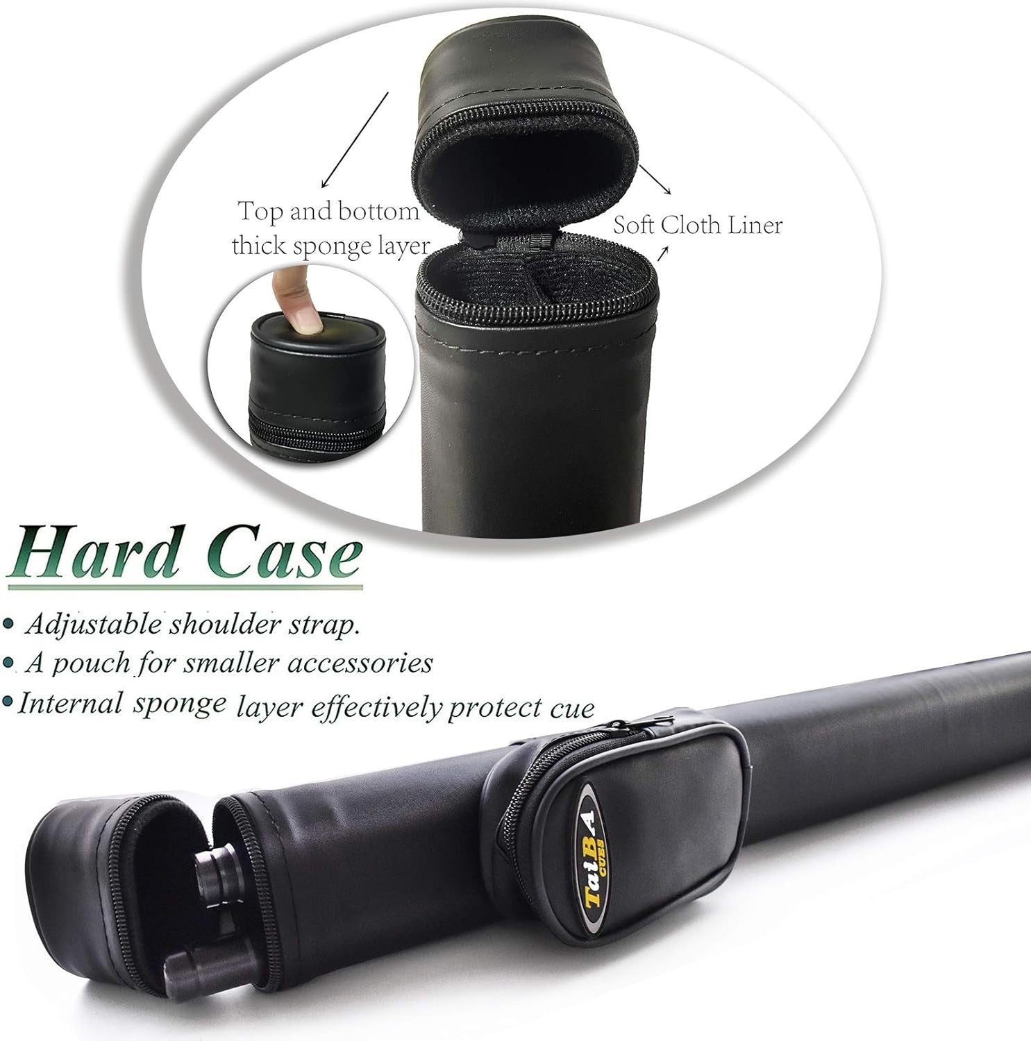 Maple Wood Pool Cue 58in 20oz 13mm Tip 2pc with Case Linen Grip