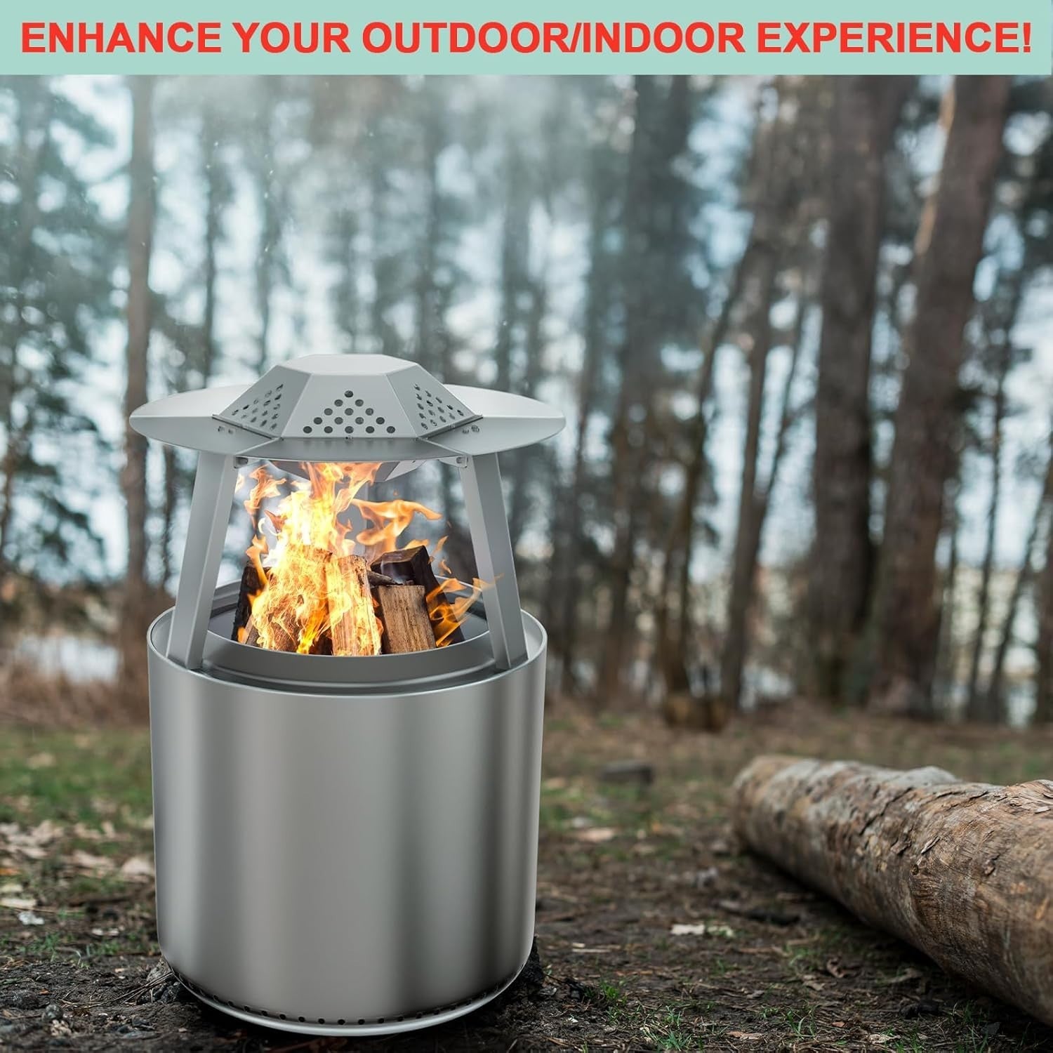 Stainless Steel Heat Deflector for Fire Pit 15" with Handle & Legs