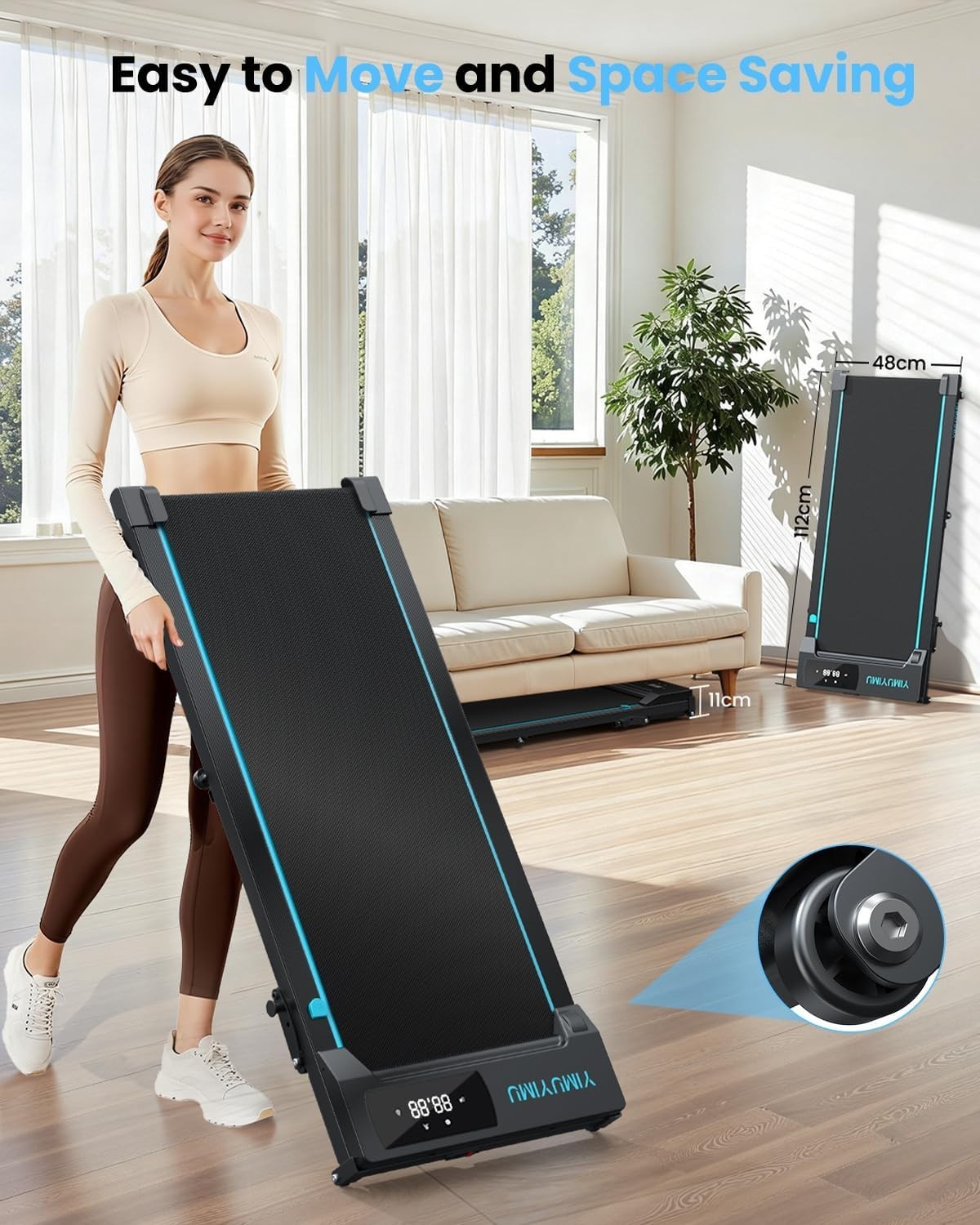 Under Desk Walking Treadmill 8% Incline 10km/h Quiet Home Gym