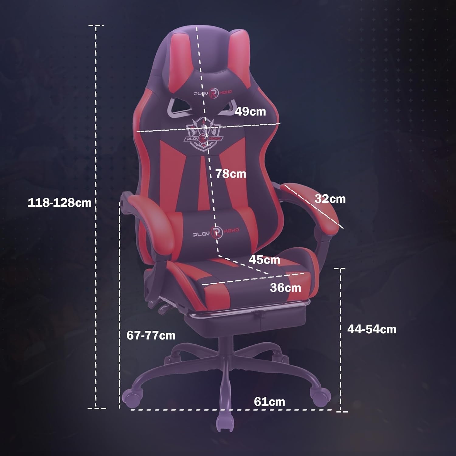 Reclining Gaming Chair with Footrest Ergonomic PU Leather Red