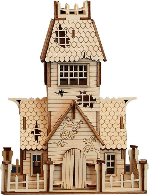 3D Wooden Halloween House Puzzle Kit Spooky DIY Decor Gift Adults