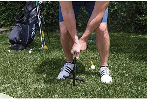 Golf Swing Trainer Practice Aid w/ Adjustable Ball Height Feedback