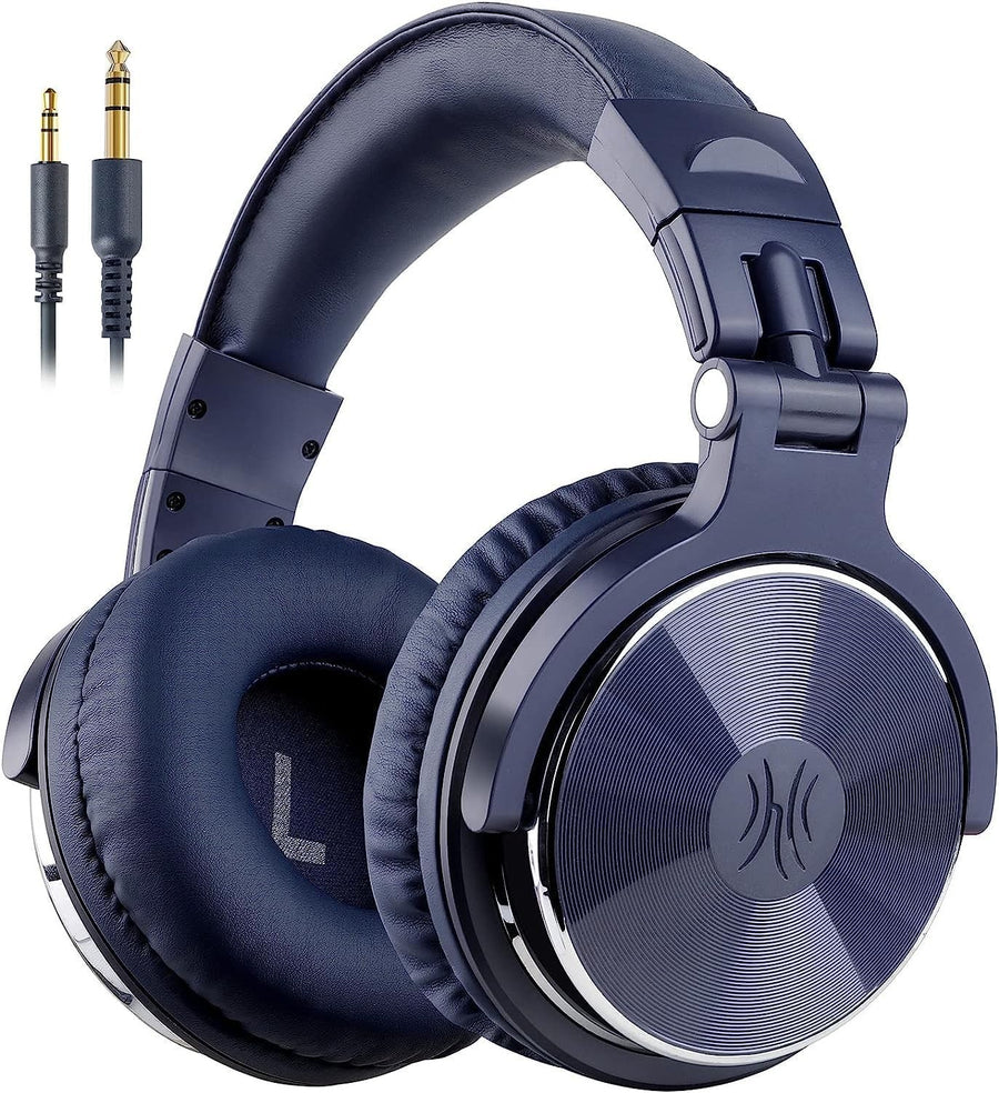 Studio Over Ear Headphones Hi-Fi 50mm Drivers Wired DJ Monitoring Blue