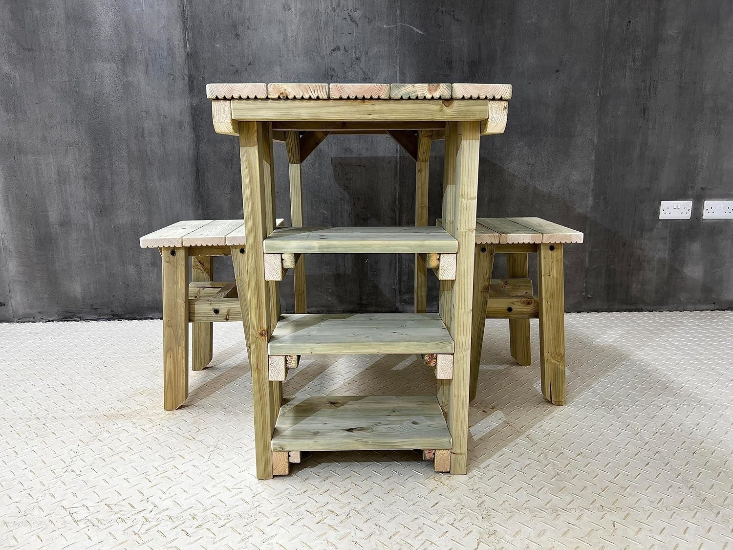 Wooden Garden Potting Table 106cm with 2 Chairs – Multi-Purpose Outdoor Bench