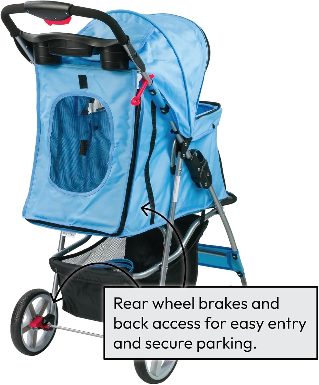 Dog Stroller with Rain Cover Foldable 4 Wheel Pet Pushchair Small Dogs