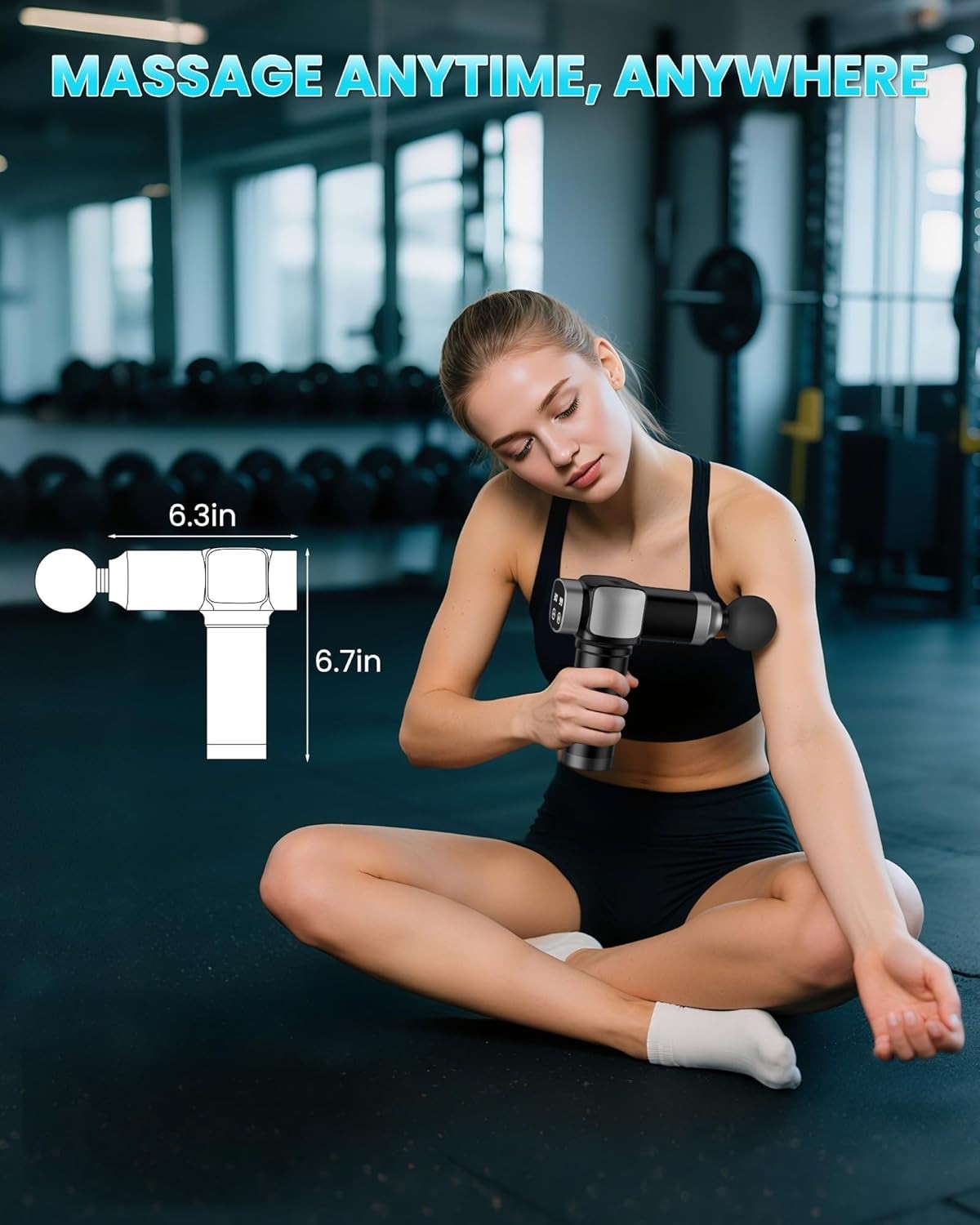 Deep Tissue Massage Gun Percussion Muscle Relief 30 Speeds 6 Heads Quiet