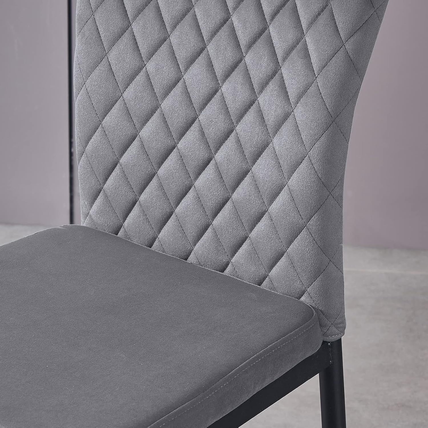 Modern Velvet Dining Table & 6 Chairs Set, Oak 150x80x75cm, Grey Comfort