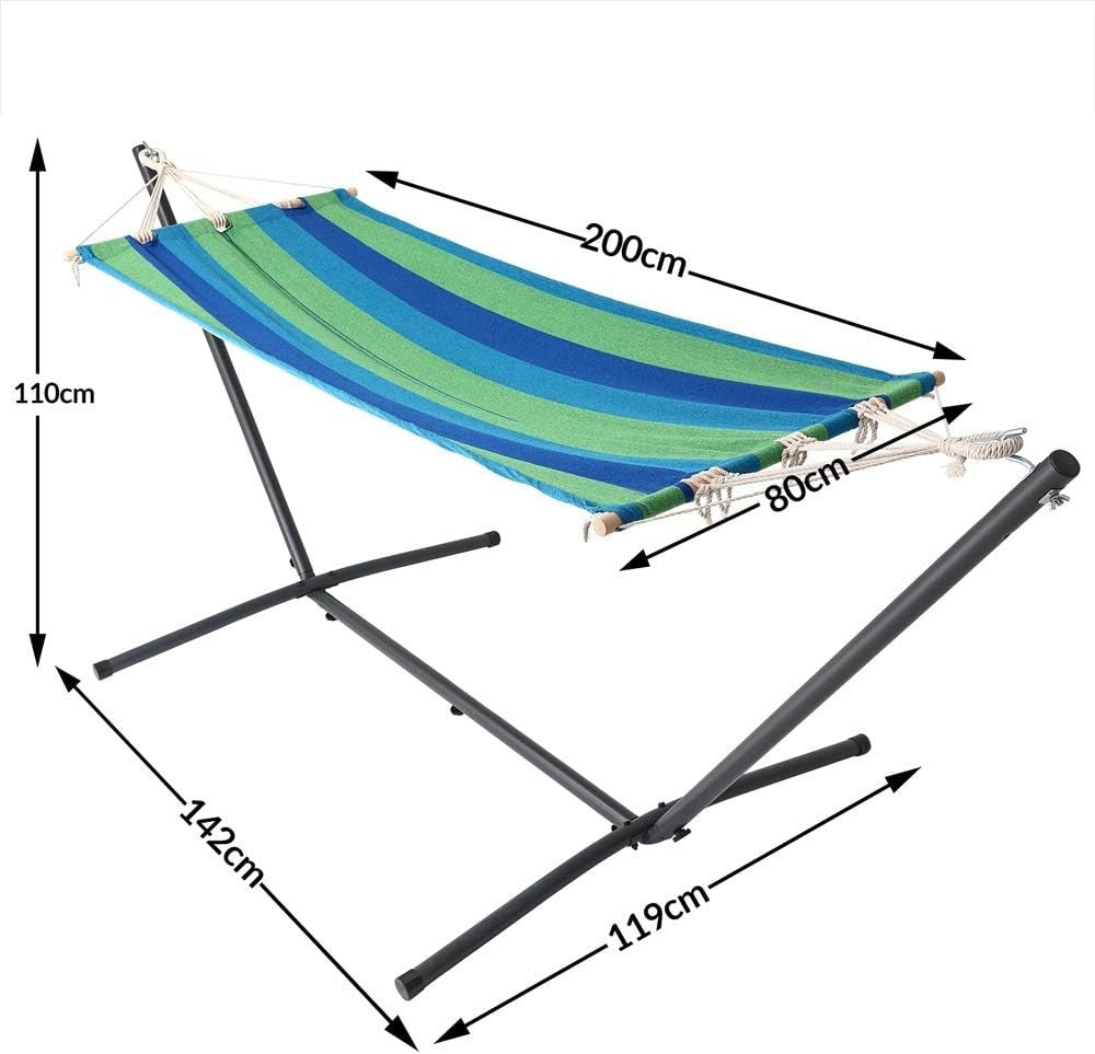 Portable Hammock with Metal Stand | 100kg Capacity | 200x80cm Garden Bed