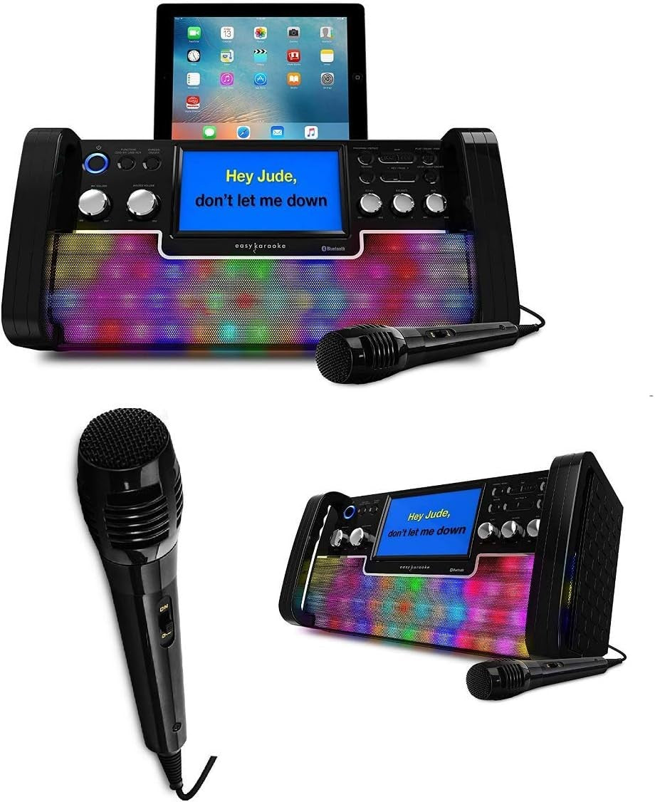 Bluetooth Karaoke Machine CD+G LED Lights 7" Screen Mic