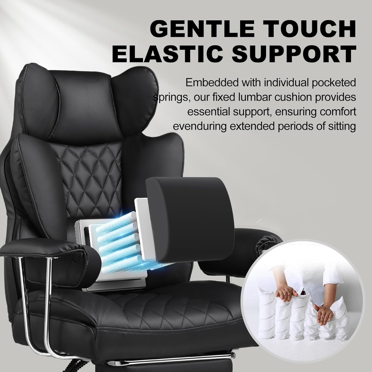 Ergonomic Gaming Chair Recliner Office Seat Footrest High Back Lumbar Support