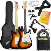 Full Size 4/4 Electric Guitar Kit with Amp Stand & Bag Sunburst