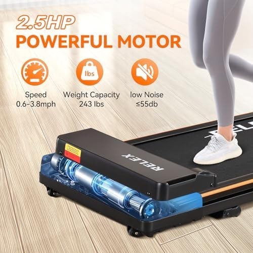 Under Desk Walking Pad 2.5HP Incline Compact Treadmill Quiet 6km/h Fitness