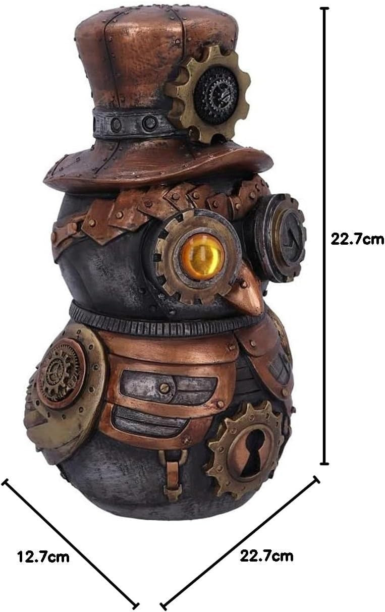Steampunk Owl Figurine 22.7cm Bronze Resin Ornament Clockwork Top Hat Decor