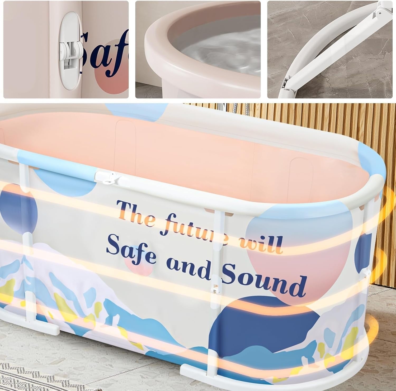 Portable 45" Foldable Bathtub Adult Family Spa Tub Freestanding