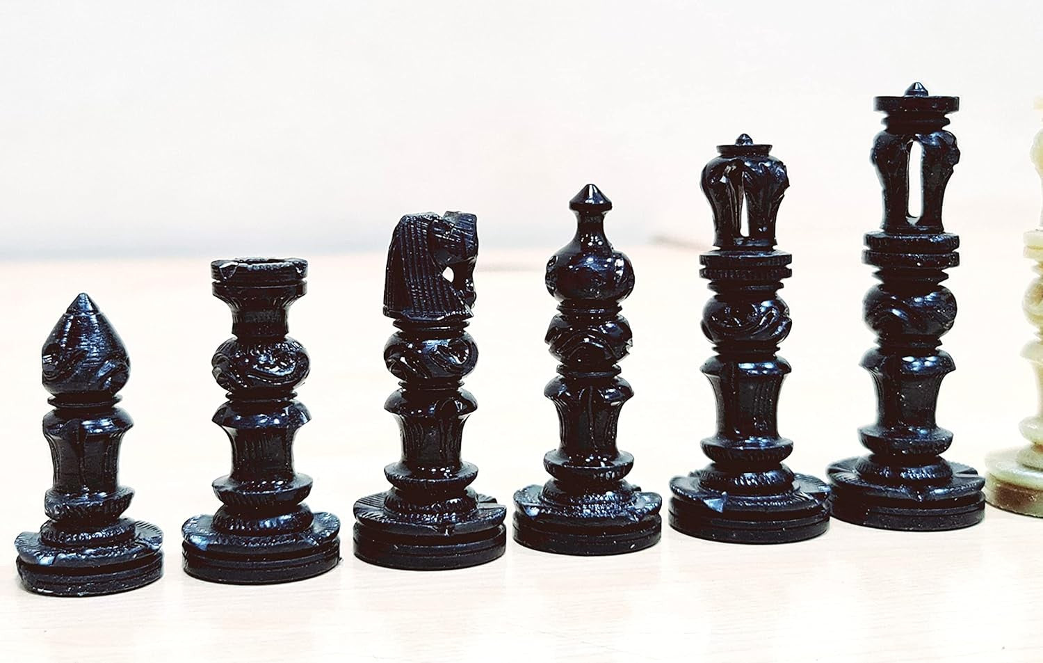 Luxury Natural Stone Chess Pieces 3" King | Hand-Carved Weighted Set
