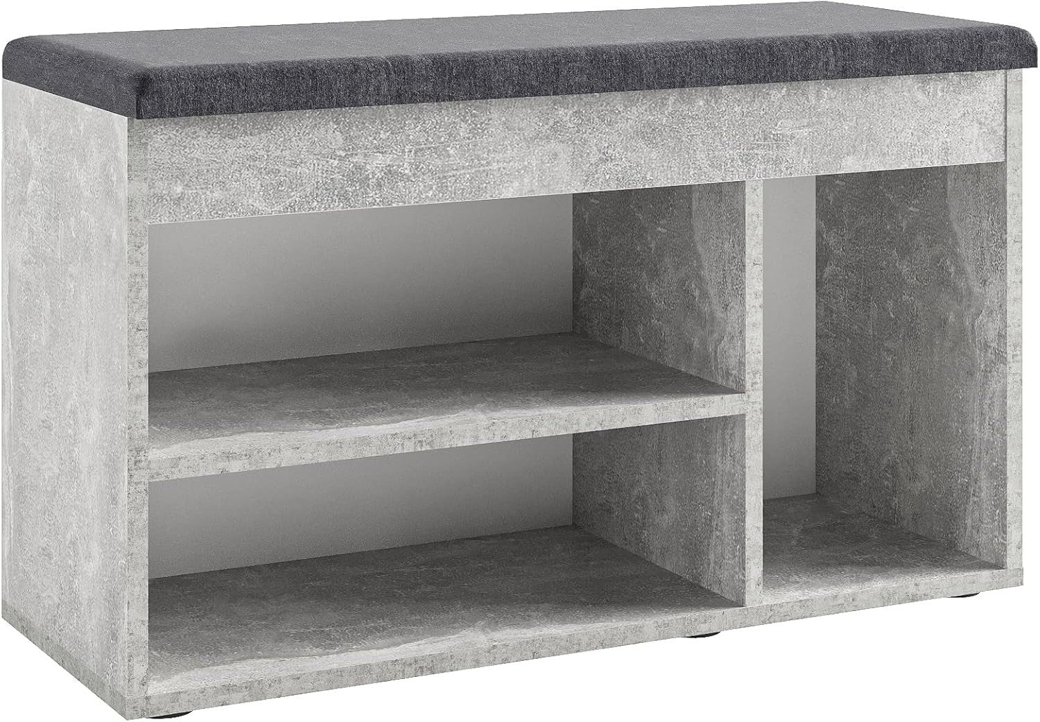 Concrete Grey Shoe Storage Bench with Cushion – Entryway Hallway Seat 80cm