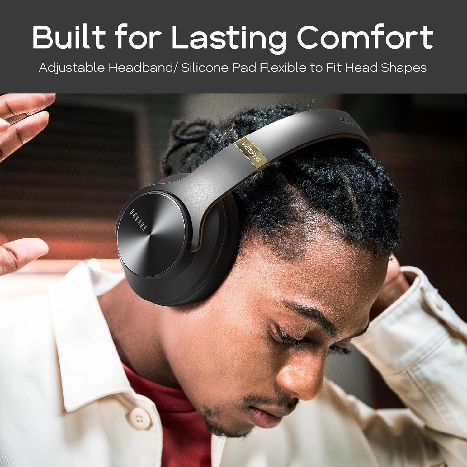Black-Brown Bluetooth 5.3 Headphones 90H 3EQ Over Ear Foldable Mic