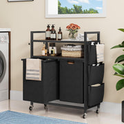 Freestanding Laundry Sorter with Shelves & Wheels | 2 Pull-Out Bags | 71cm Wide