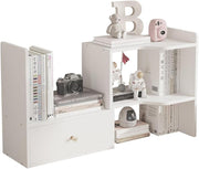 Expandable Desktop Bookshelf Adjustable Desk Organizer Storage Rack White