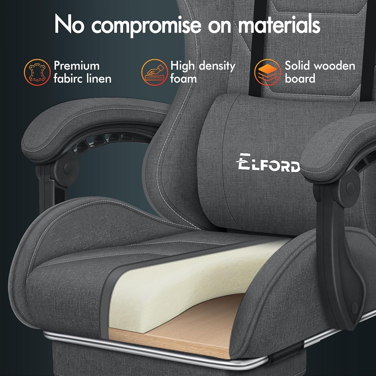Gaming Chair w/ Massage Lumbar Reclining High Back & Footrest
