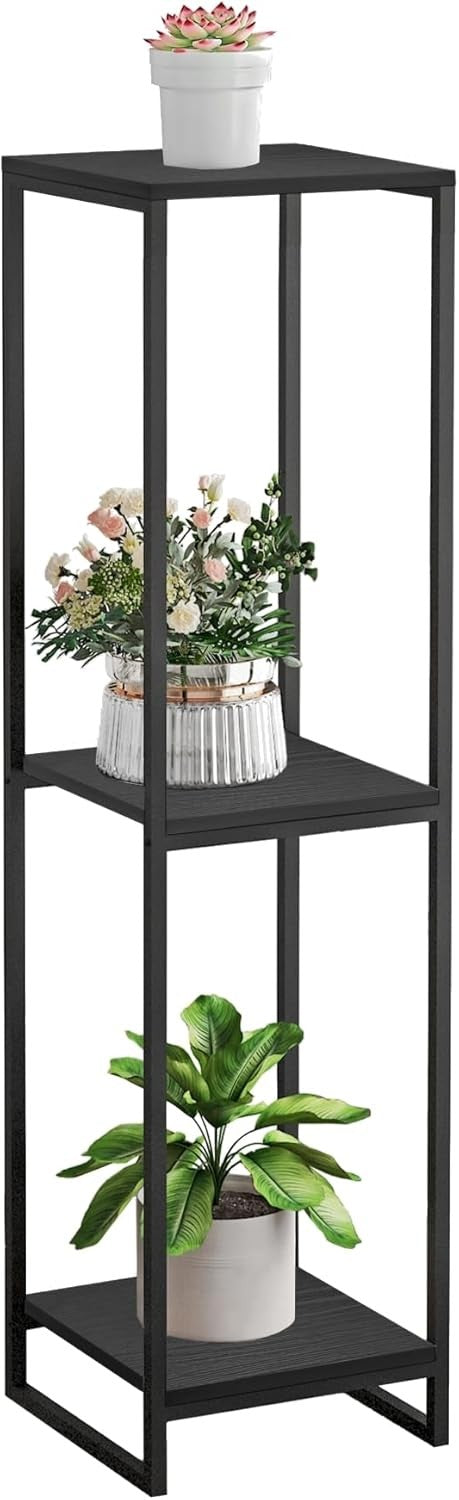 46" Tall 3 Tier Black Metal Plant Stand Indoor Modern Flower Pot Shelf
