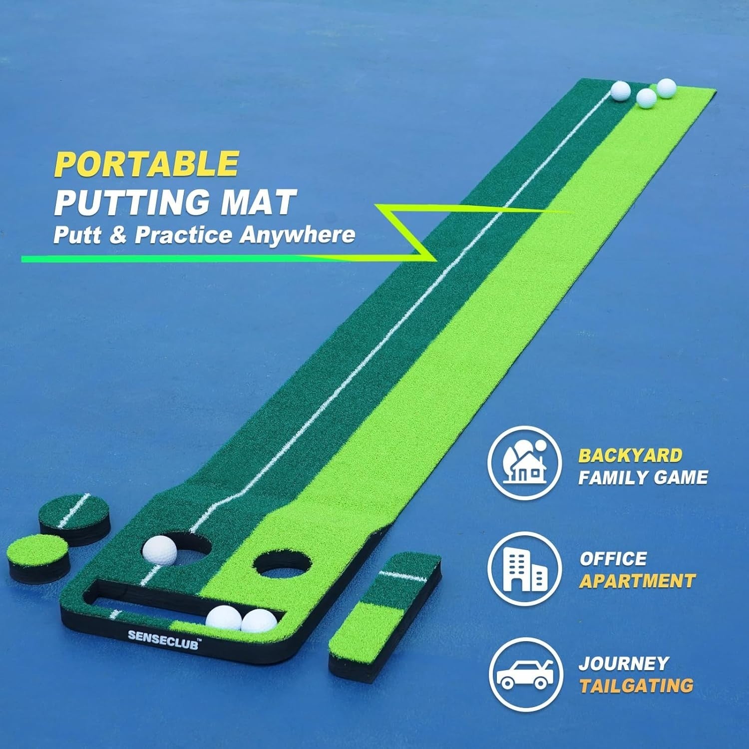 Indoor Golf Putting Green Mat Set Foldable Training Game Home Office