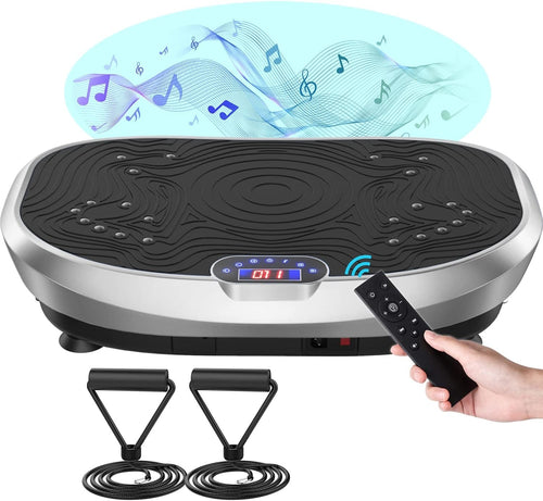 Silver Vibration Plate Exercise Machine 120 Speeds Full Body Wellness