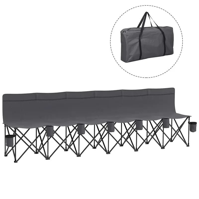 6 Seater Folding Sports Bench Outdoor Team Spectator Portable Charcoal Grey