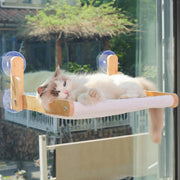 Foldable Cat Window Perch Hammock Wood Frame w Rabbit Fur Cover