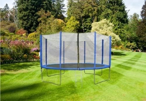 12FT Outdoor Garden Trampoline Safety Net Ladder Padded Poles