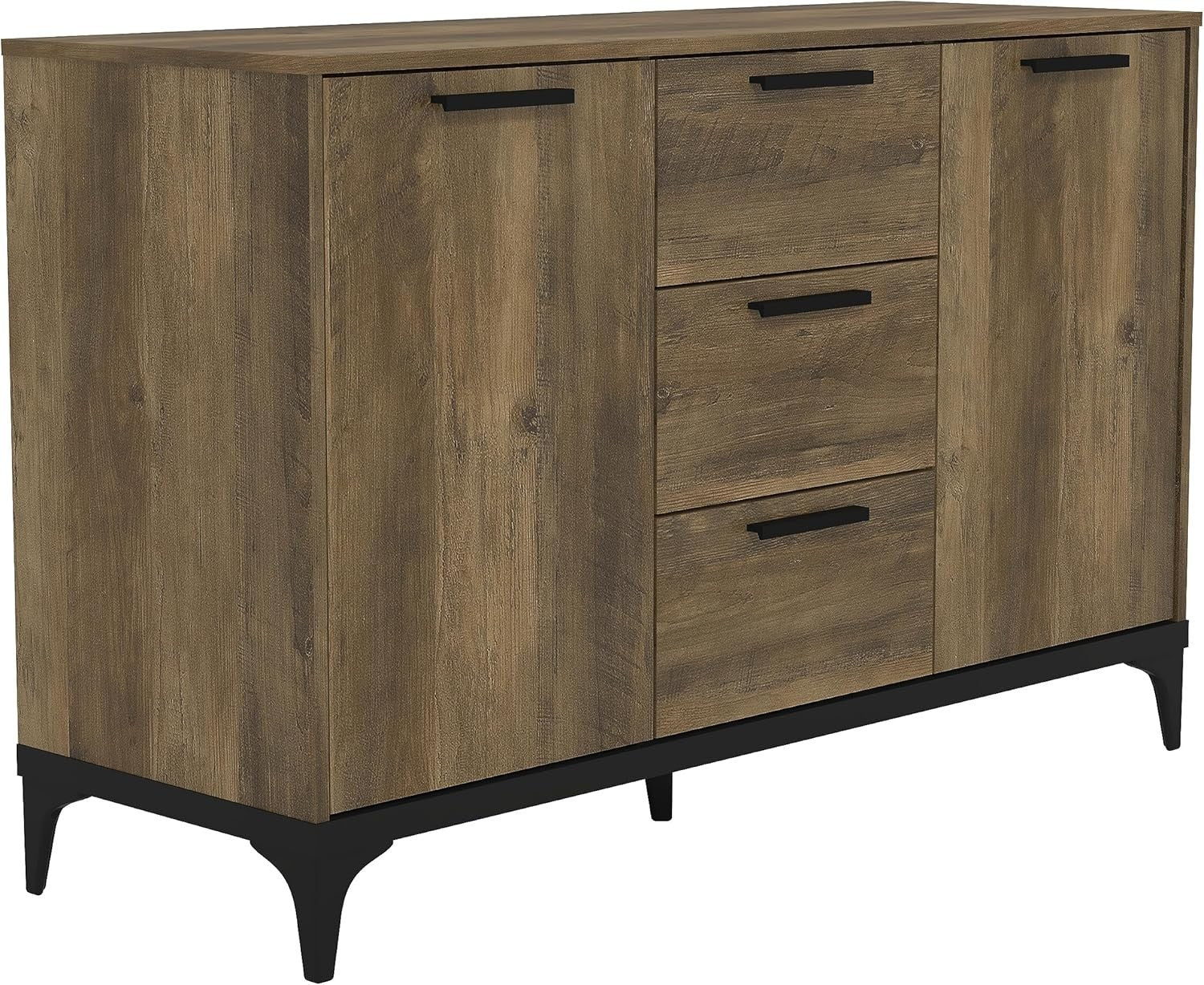 Oak Sideboard Cabinet 2 Door 3 Drawer Storage Unit Adjustable Shelves