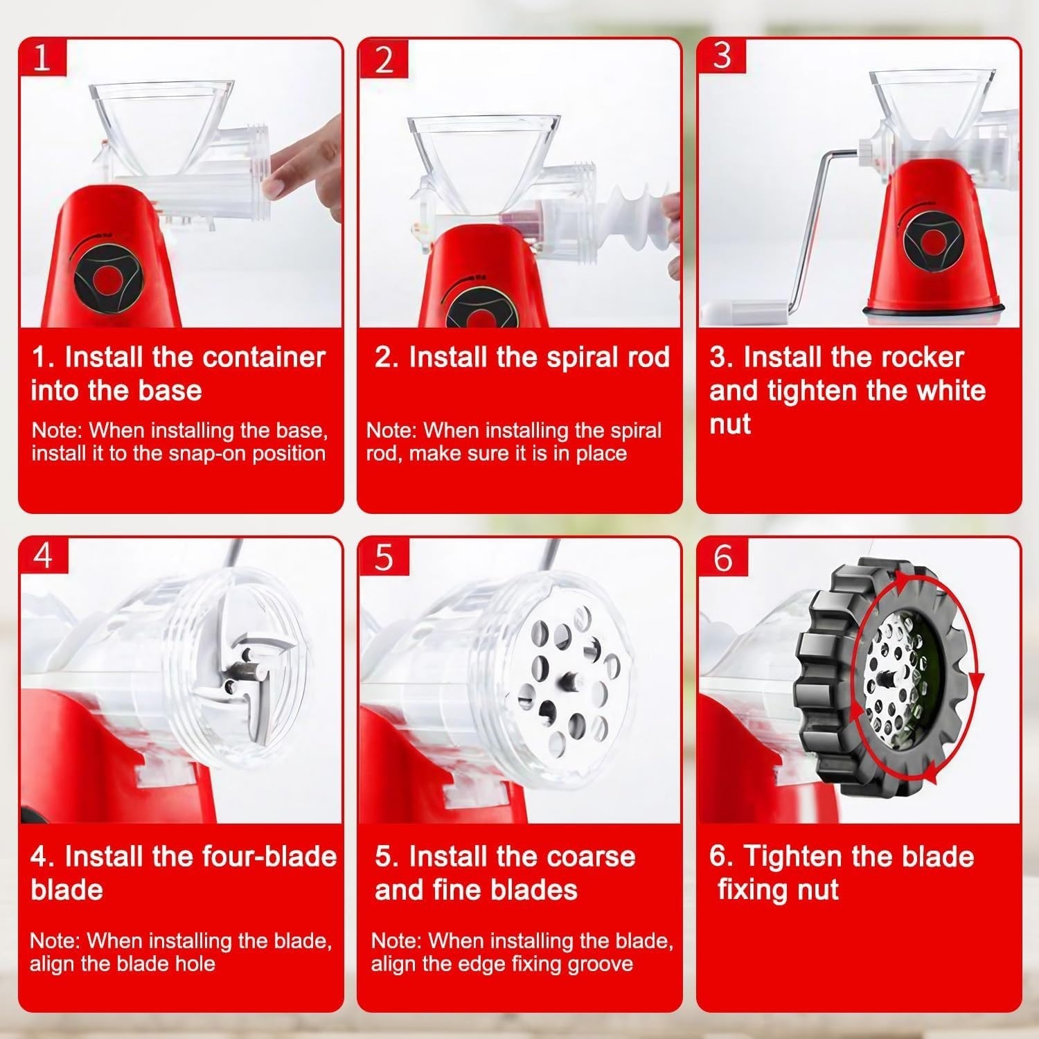 Manual Meat Grinder Sausage Maker Mincer Hand Crank Heavy Duty Red