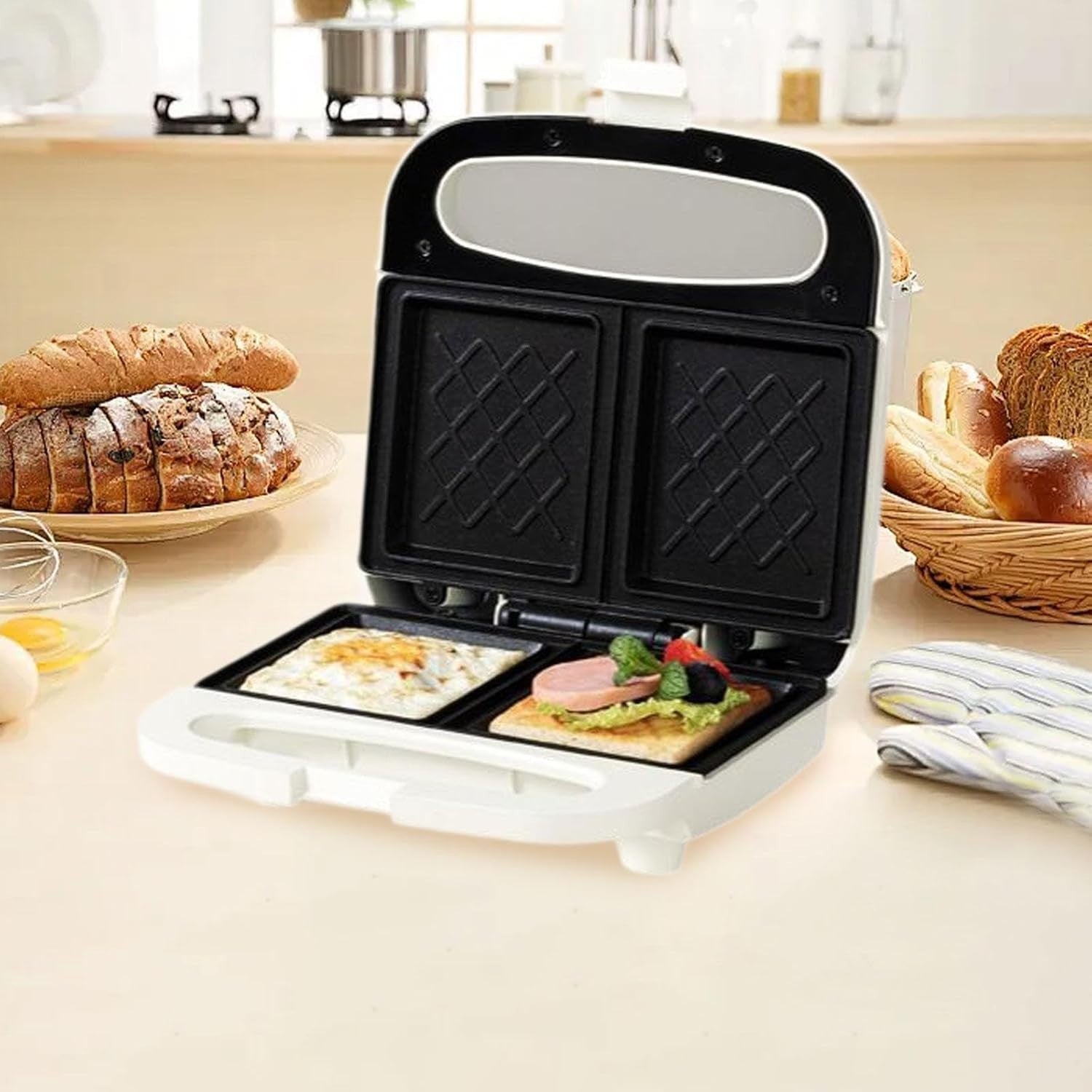 Compact Sandwich Maker Panini & Breakfast Grill 750W Non-Stick