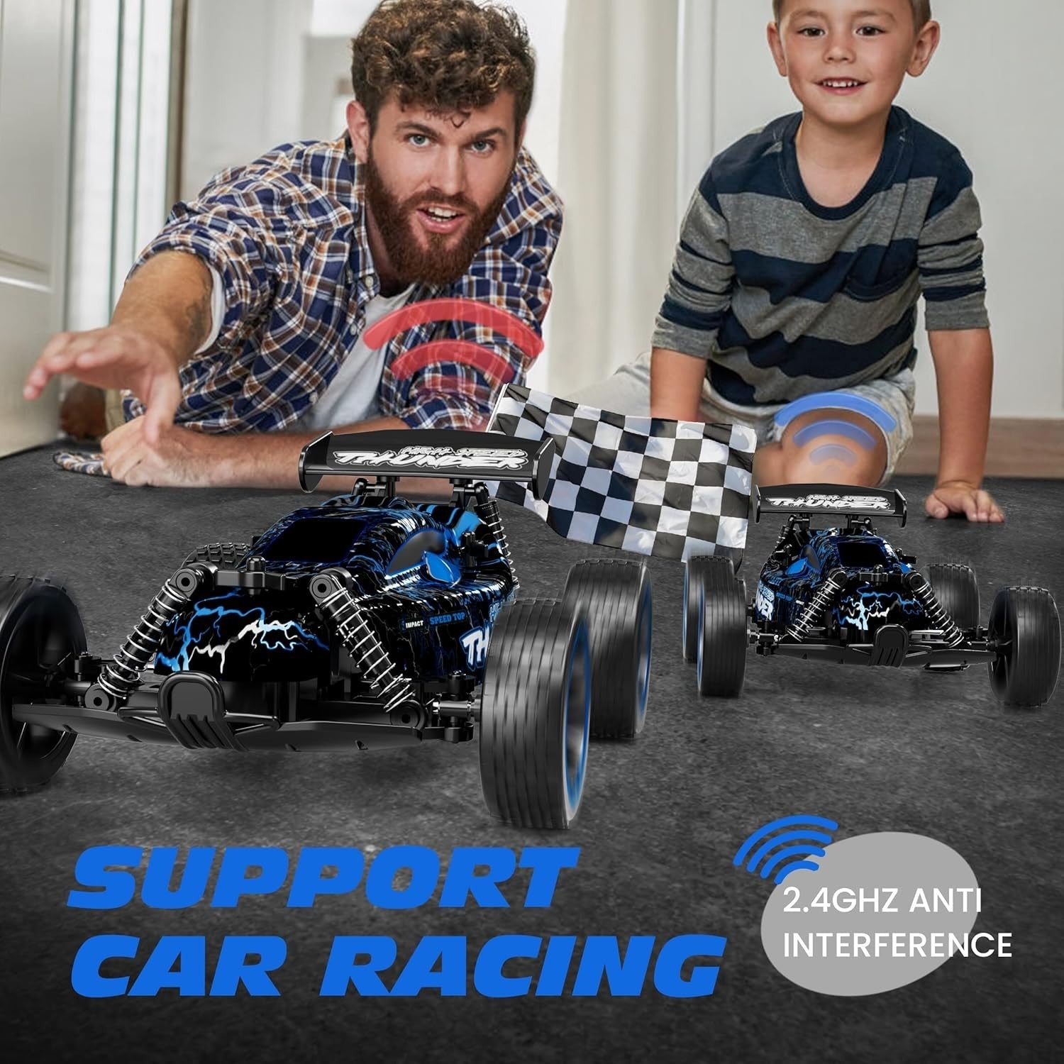 High Speed RC Car for Kids 1:18 Scale, 20KM/H, LED, 2 Rechargeable Batteries