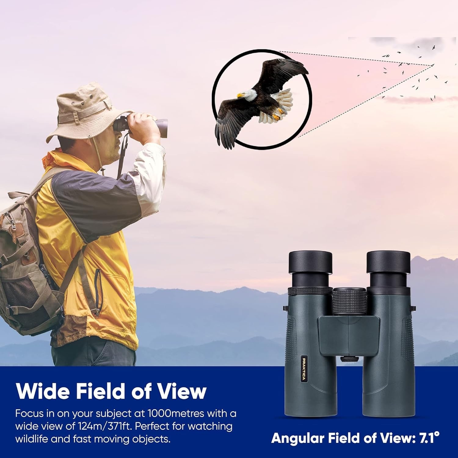 Waterproof 8x42 Binoculars HD Wide View Multi-Coated Optics for Wildlife Hiking
