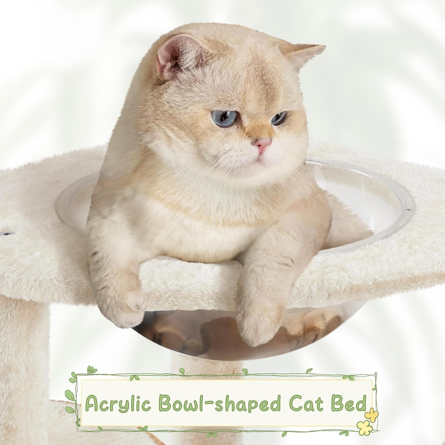 Modern Cat Tree Tower 137.5cm With Wicker Condo Clear Bowl Scratching Posts