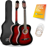 3/4 Kids Classical Guitar Nylon String Starter Pack Red w/ Bag