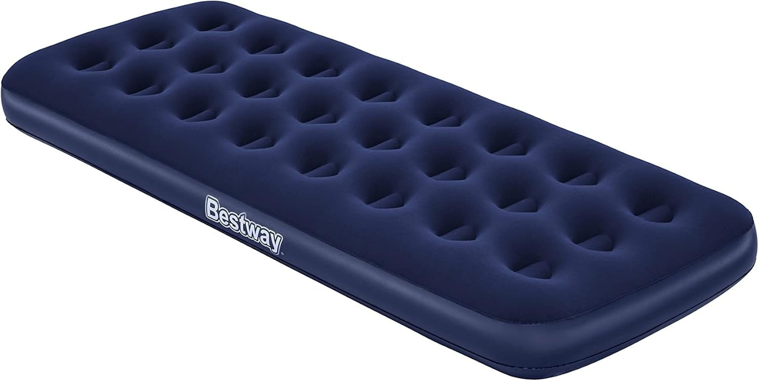 Sleeping Bag & Single Air Bed Bundle Camping Set Raspberry Inflatable Mattress