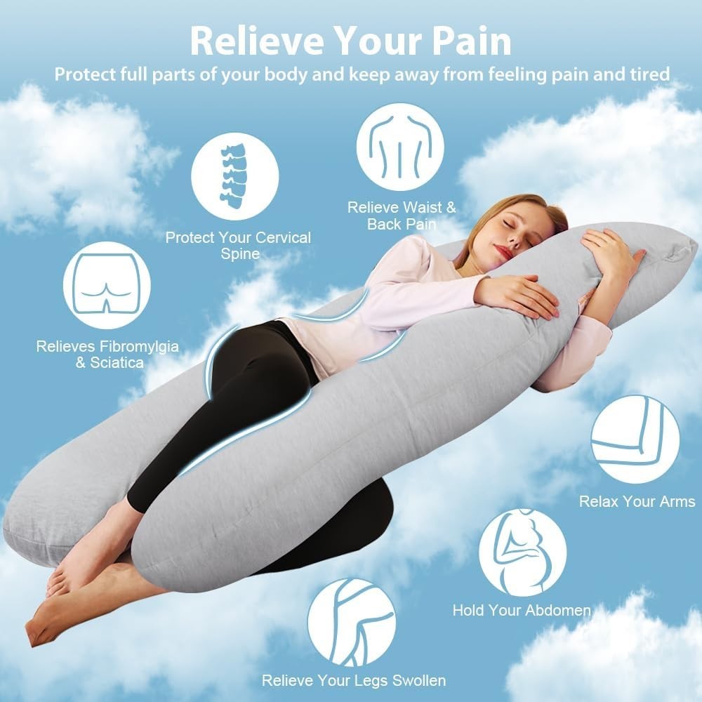 Cooling Pregnancy Pillow U Shaped Full Body Maternity Support Pillow 55in Washab