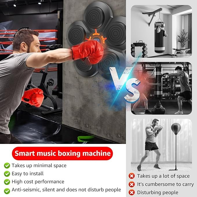 Bluetooth Music Boxing Machine LED Wall Target 9 Speed Reaction Trainer
