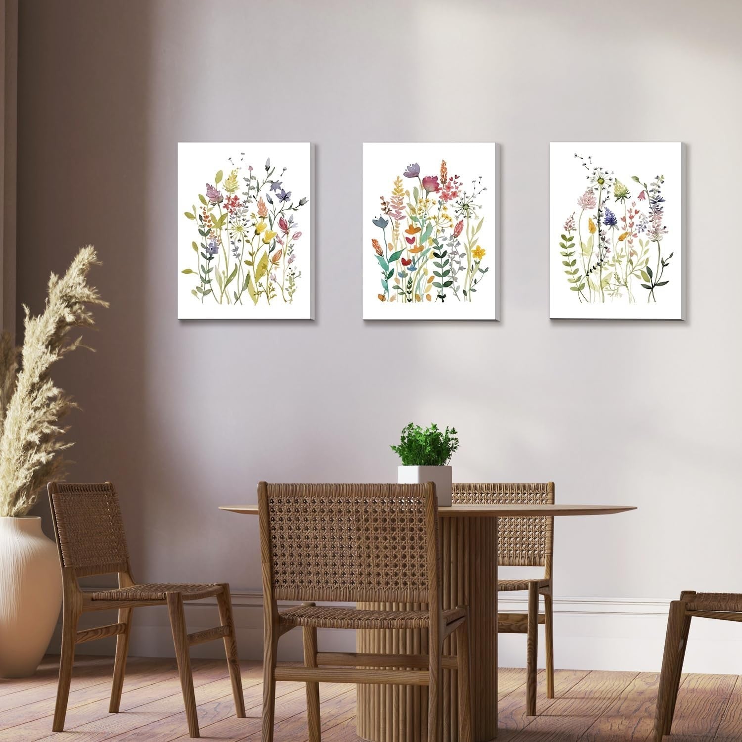 Botanical Watercolour Flower Wall Art Set of 3 12×16 in Prints