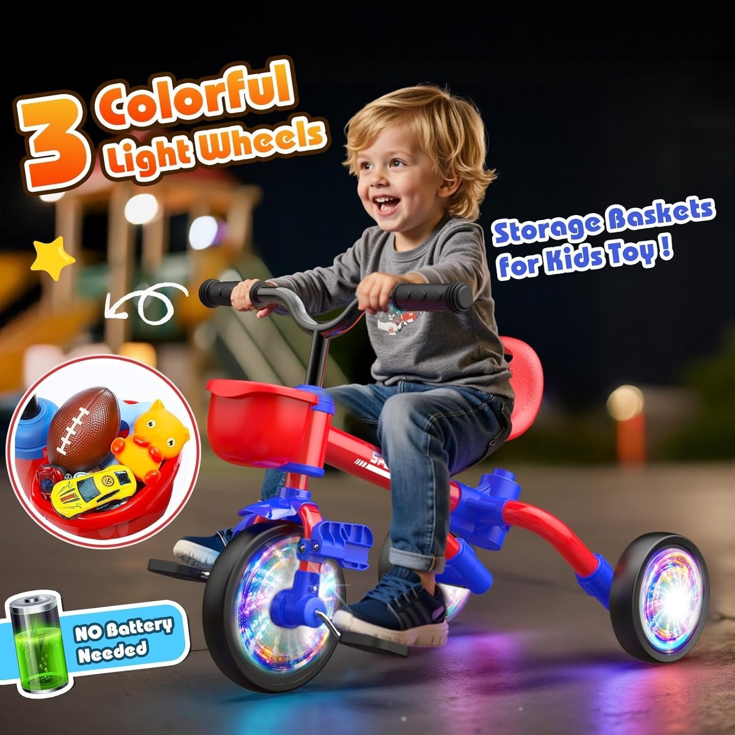 5 in 1 Toddler Tricycle Balance Bike Push Handle Adjustable Seat