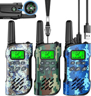 Kids Rechargeable Walkie Talkies 3 Pack 22CH Long Range Compass VOX