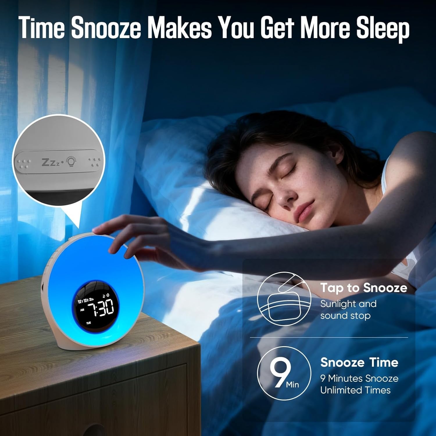 Sunrise Alarm Clock Wake Up Light White Noise Sound Machine Dual Alarm